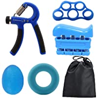WAZA Kit de 6PCS Fortalecedor de Agarre de Mano Entrenador de Agarre de Antebrazo Ajustable Ejercitador de Dedos…